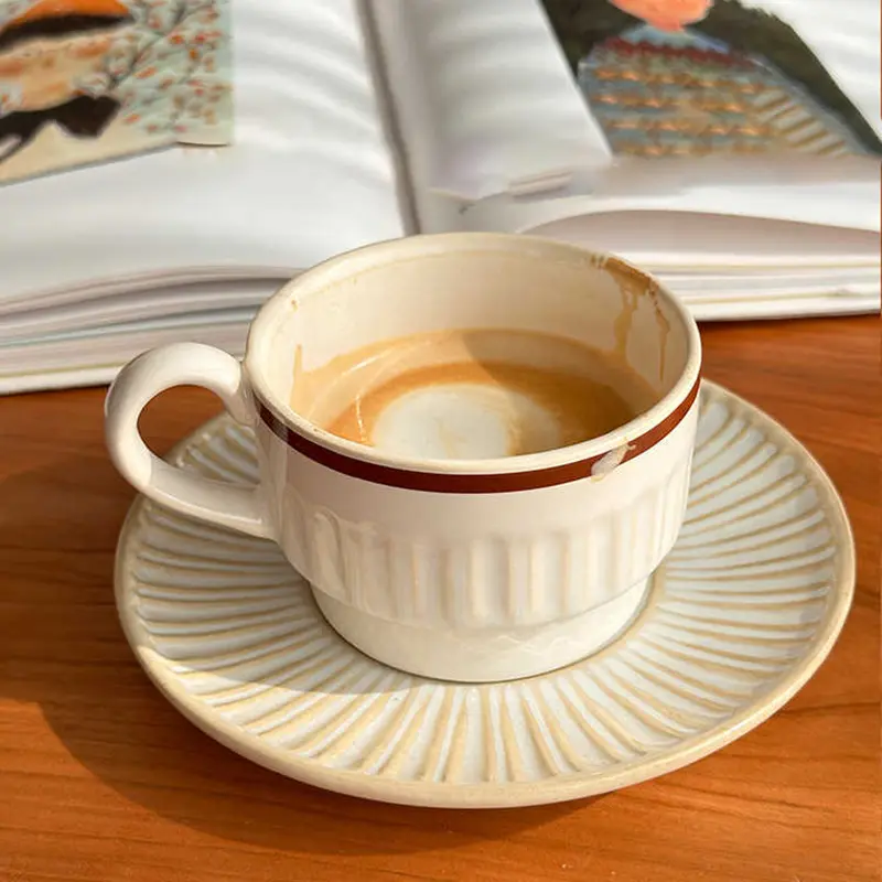 French Vintage Coffee Cups And Saucers 180ml Afternoon Tea Drinkware Household Breakfast Cups Snack Plates