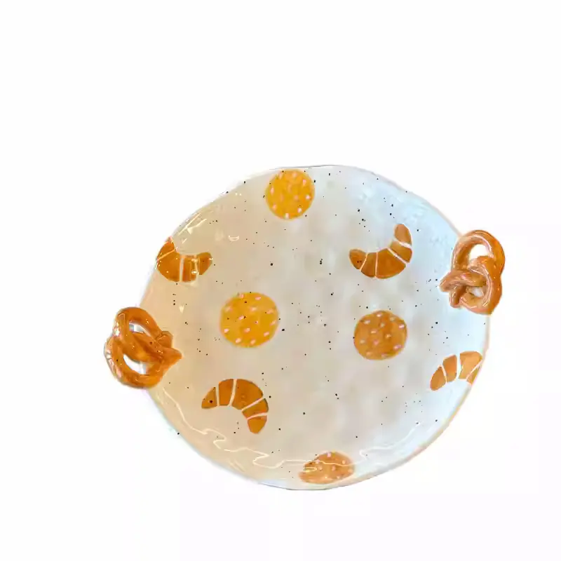 Creative Ceramic Dessert Plate Exquisite Ink Splash Bread Printing Pastry Dish Household Tableware Girls Gift