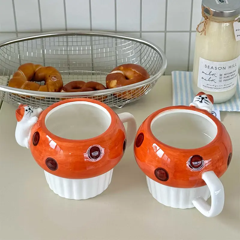 Japanese Hand-painted Relief Ceramic Cup Creative Office Coffee Cups Exquisite Breakfast Mug Gift 250ml Drinkware