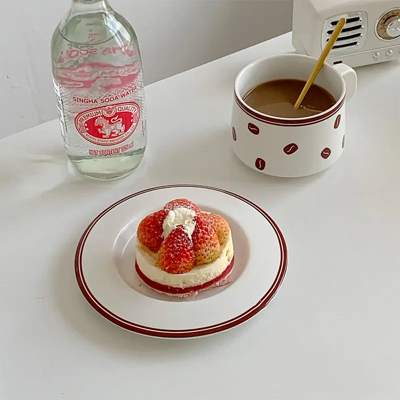 Vintage Ceramic Coffee Cups And Saucers Afternoon Tea Drinkware 250ml Household Breakfast Milk Cups Snack Plates