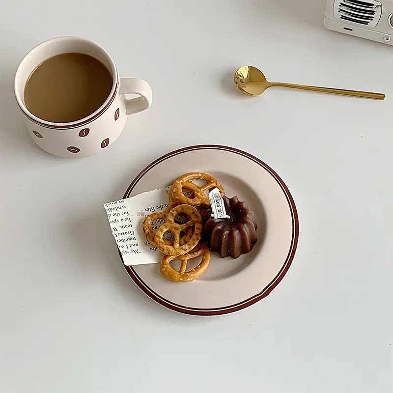 Vintage Ceramic Coffee Cups And Saucers Afternoon Tea Drinkware 250ml Household Breakfast Milk Cups Snack Plates