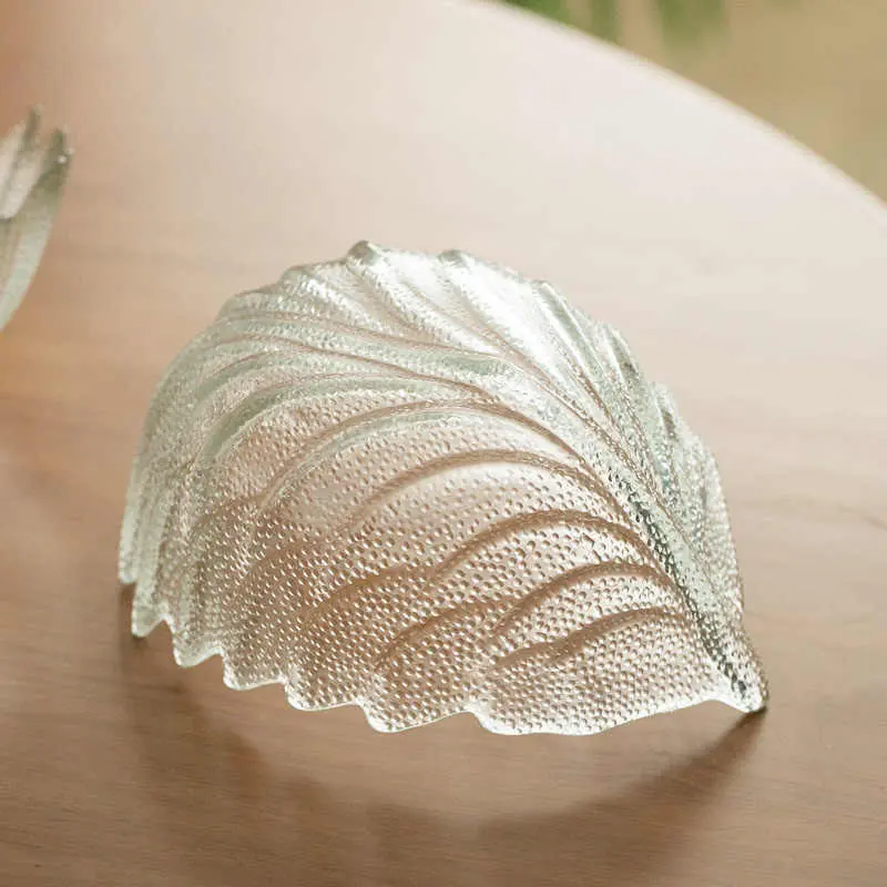 Light Green Embossed Glass Fruit Tray Creative Storage Basket Household Restaurant Snacks Storage Tool