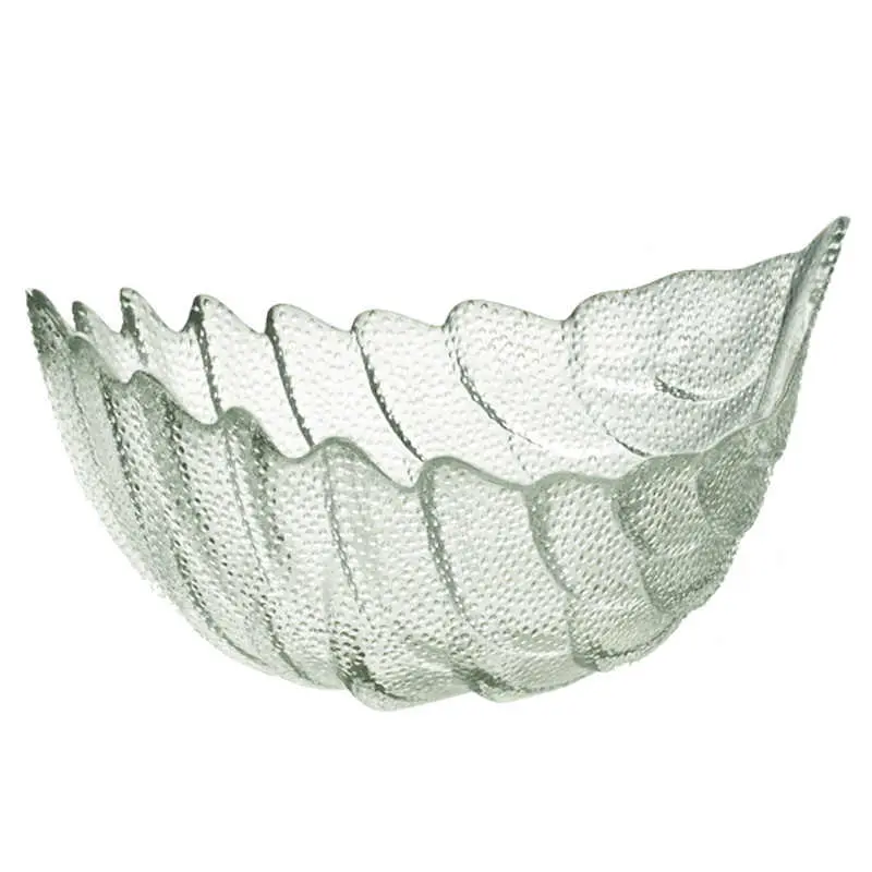 Light Green Embossed Glass Fruit Tray Creative Storage Basket Household Restaurant Snacks Storage Tool