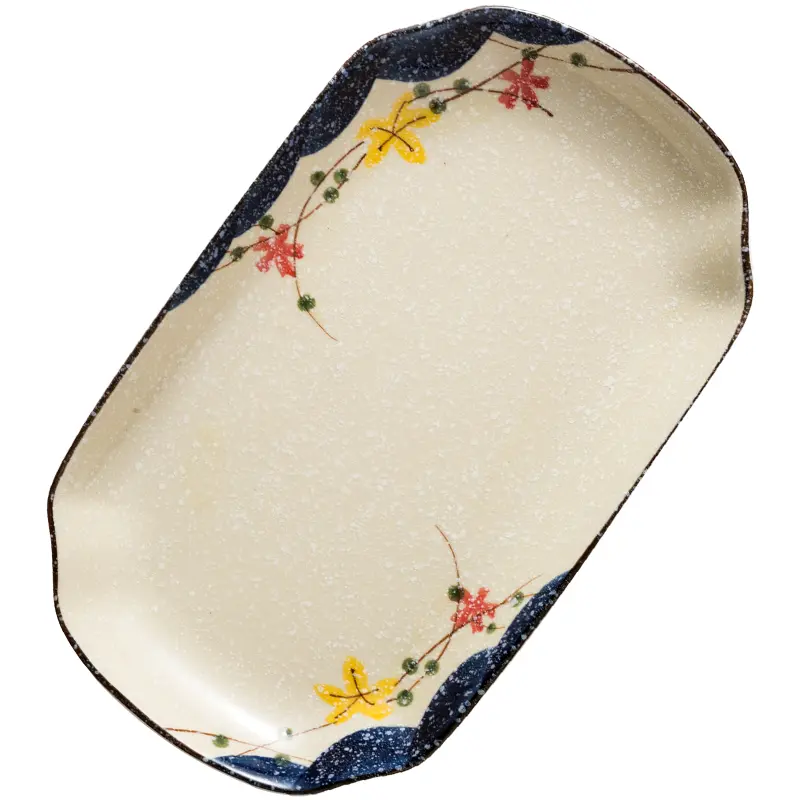 Creative Hand-painted Rectangular Fish Plate Japanese Retro Sushi Deep Dish Household Salad Plate Tableware