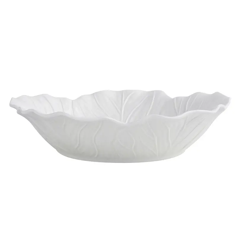 Creative Relief Ceramic Salad Plate Hotel Restaurant Deep Plates Exquisite Irregular Tray White Tableware