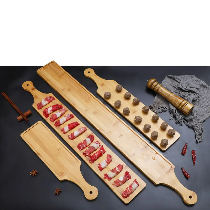 Rectangular Wooden Plates Hot Pot Creative Tableware Barbecue Beef Wood Long Tray Korean Snack Fried Chicken Platter