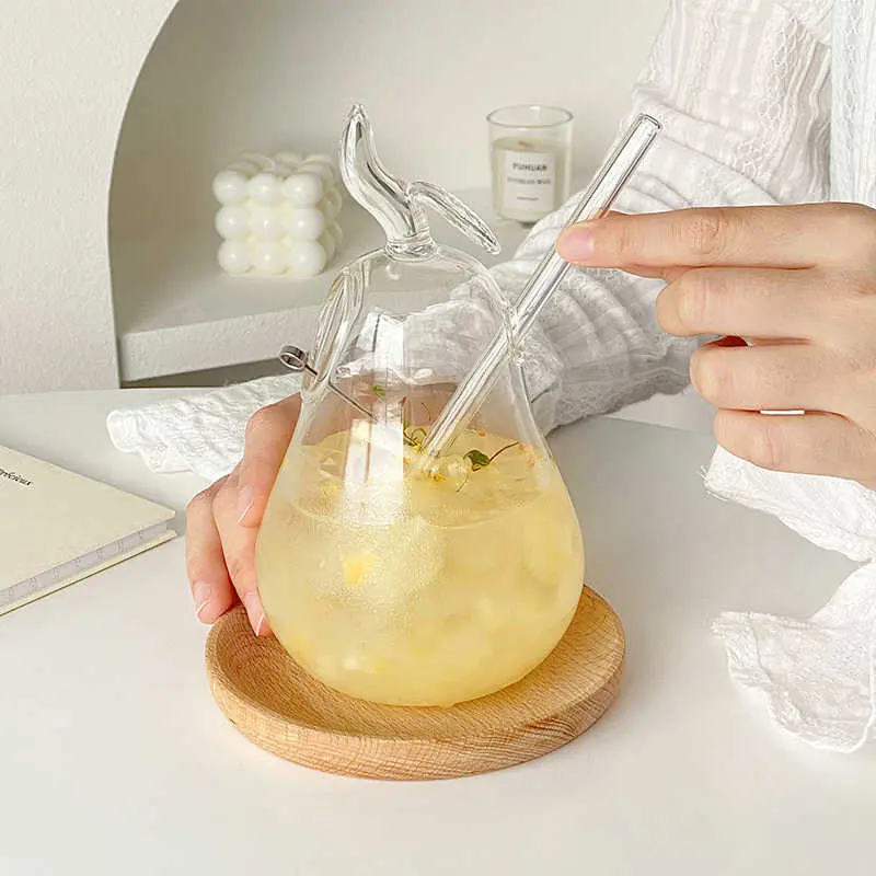 Creative Shape Glass Cocktail Cup Household Transparent Juice Drink Cup Cute Cold Drink Cups Drinkware