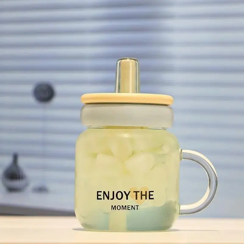 Large Capacity Cute Glass Mug Creative Designed Transparent Cup With Handle Office Household Daily Drinking Water Cups Glassware