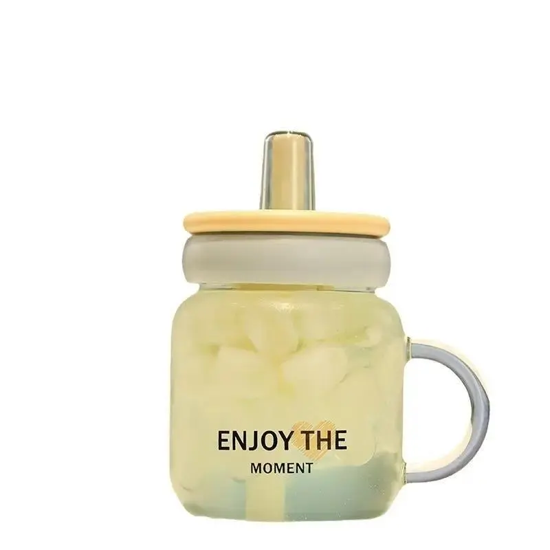 Large Capacity Cute Glass Mug Creative Designed Transparent Cup With Handle Office Household Daily Drinking Water Cups Glassware