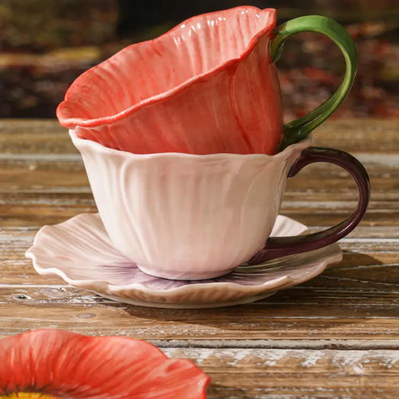 Light Luxury Ceramic Coffee Cups And Saucers Girls Gift Exquisite Afternoon Tea Drinkware Household Breakfast Cup Pastry Dish
