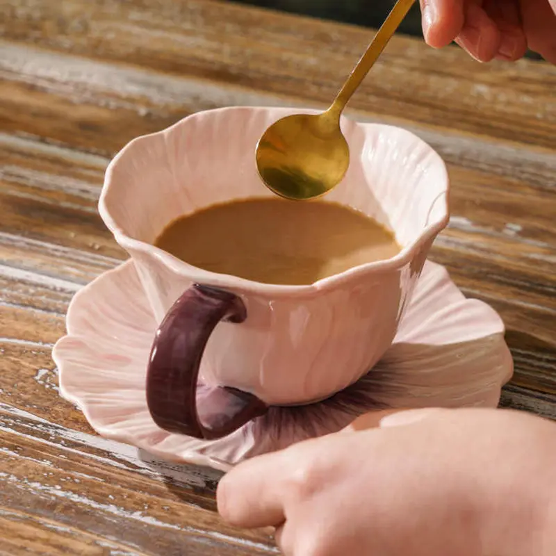 Light Luxury Ceramic Coffee Cups And Saucers Girls Gift Exquisite Afternoon Tea Drinkware Household Breakfast Cup Pastry Dish