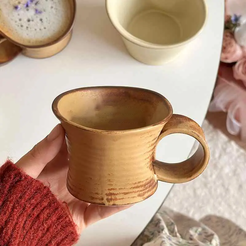 350ml Retro Ceramic Mug Creative Breakfast Milk Oatmeal Mugs Household Coffee Latte Cup Afternoon Tea Drinkware