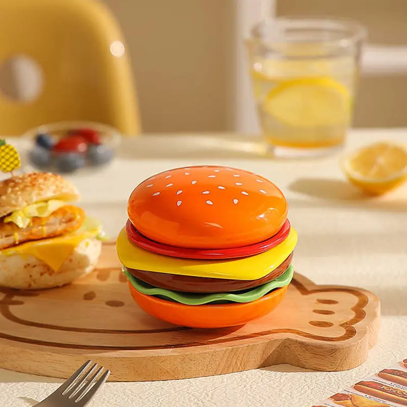 Ceramic Hamburger Shape Plate Exquisite Snack Dish Pastry Dessert Disc Creative Fruit Cake Plates Tableware Gift