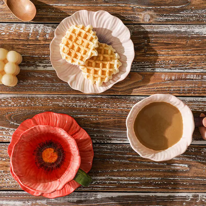 Light Luxury Ceramic Coffee Cups And Saucers Girls Gift Exquisite Afternoon Tea Drinkware Household Breakfast Cup Pastry Dish
