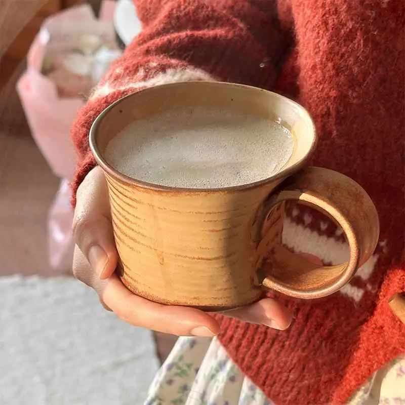 350ml Retro Ceramic Mug Creative Breakfast Milk Oatmeal Mugs Household Coffee Latte Cup Afternoon Tea Drinkware