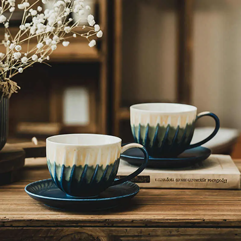 280ml Ceramic Coffee Cups And Saucers Household Delicate Breakfast Milk Cups Snack Plates Couple Gift Afternoon Tea Drinkware