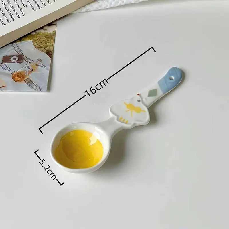 Korea Irregular Cute Spoon Household Long Handle Soup Spoons Ceramic Cartoon Rice Spoon Tableware