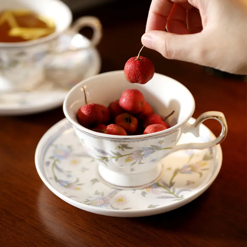 Nordic Style Relief Printing Ceramic Coffee Cups Saucers Vintage Afternoon Tea Drinkware 180ml Breakfast Mug Snack Plates