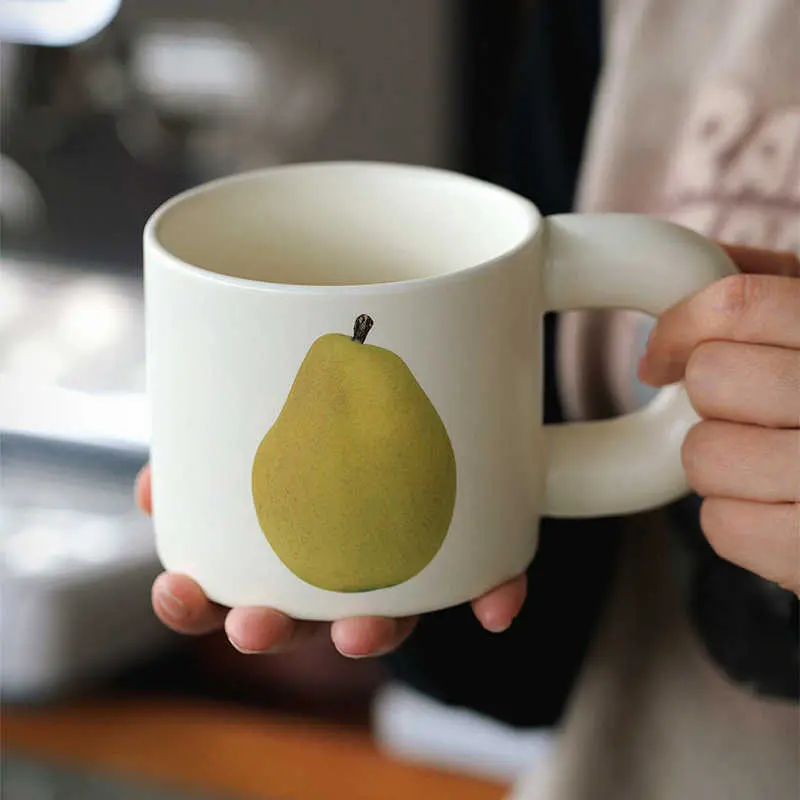 Cute Fruit Print Ceramic Mug 330ml Couple Drinkware Gift Coffee Latte Afternoon Tea Mugs Household Breakfast Cups
