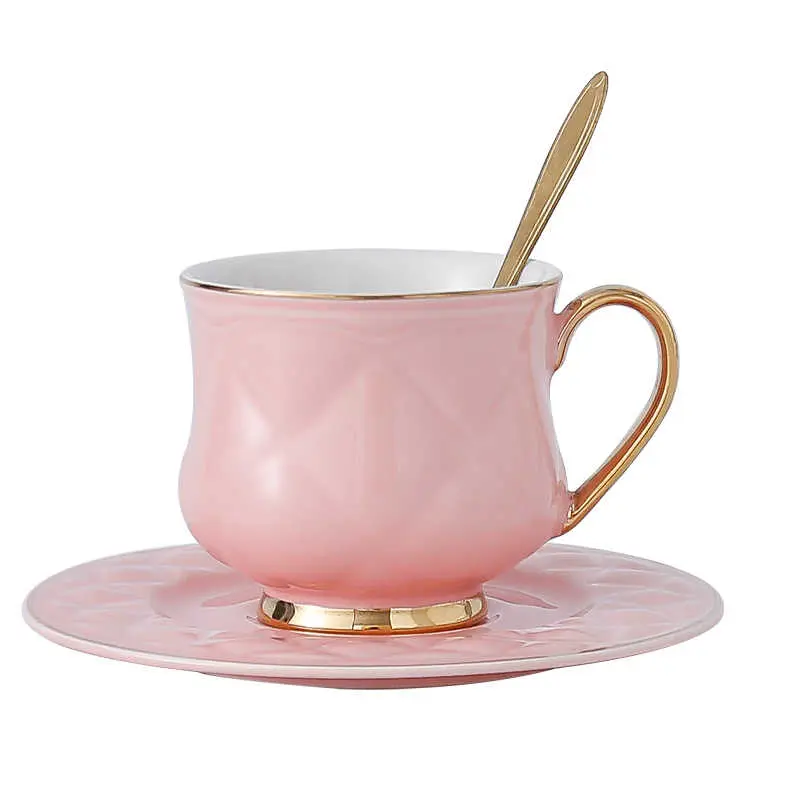 European Style Exquisite Ceramic Coffee Cups And Saucers Household Breakfast Milk Cup Pastry Plate Afternoon Tea Drinkware
