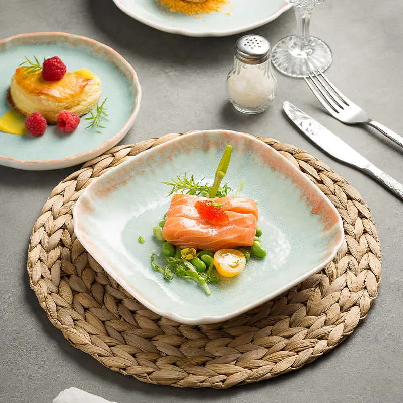 Japanese Retro Deep Dish Creative Restaurant Ceramic Plate Household Sushi Plates Dessert Pastry Dish Tableware
