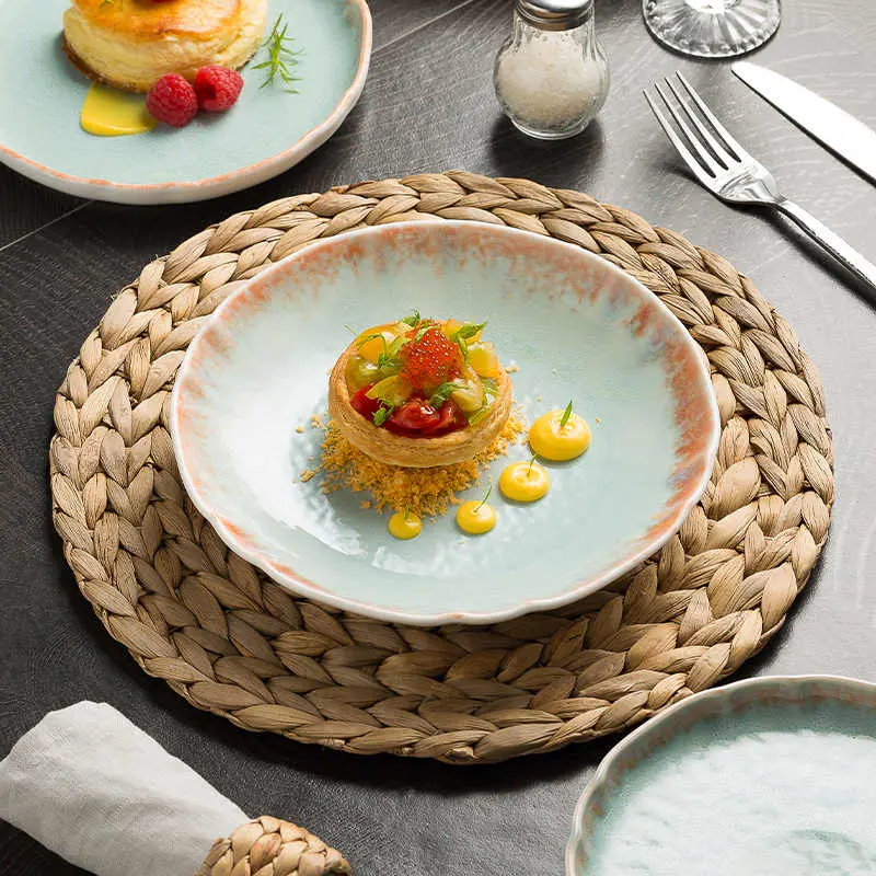 Japanese Retro Deep Dish Creative Restaurant Ceramic Plate Household Sushi Plates Dessert Pastry Dish Tableware