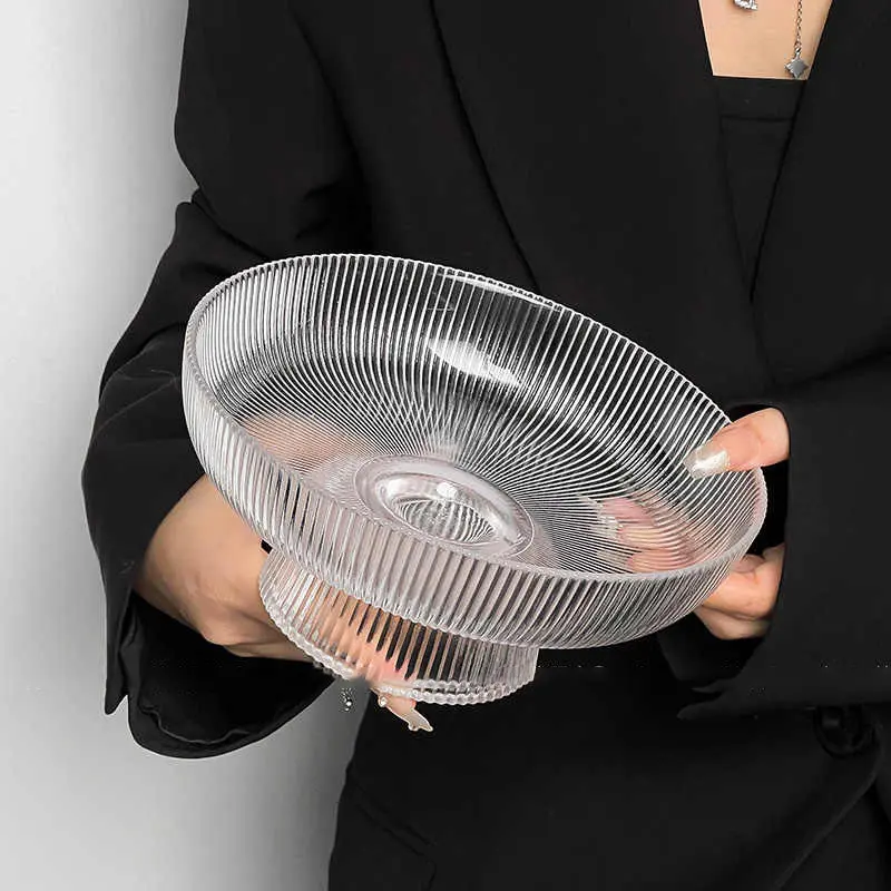 Vertical Glass Fruit Plate Home Living Room Snacks Plates Tall Candy Dessert Dishes Simple Dry Fruit Tray