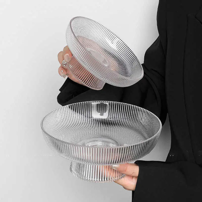 Vertical Glass Fruit Plate Home Living Room Snacks Plates Tall Candy Dessert Dishes Simple Dry Fruit Tray