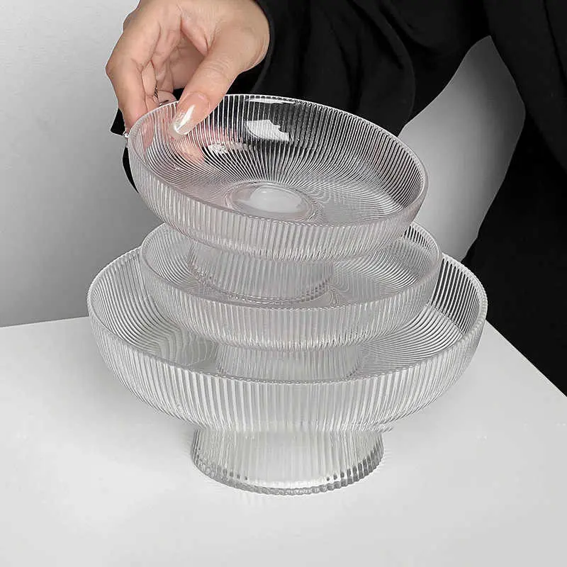 Vertical Glass Fruit Plate Home Living Room Snacks Plates Tall Candy Dessert Dishes Simple Dry Fruit Tray