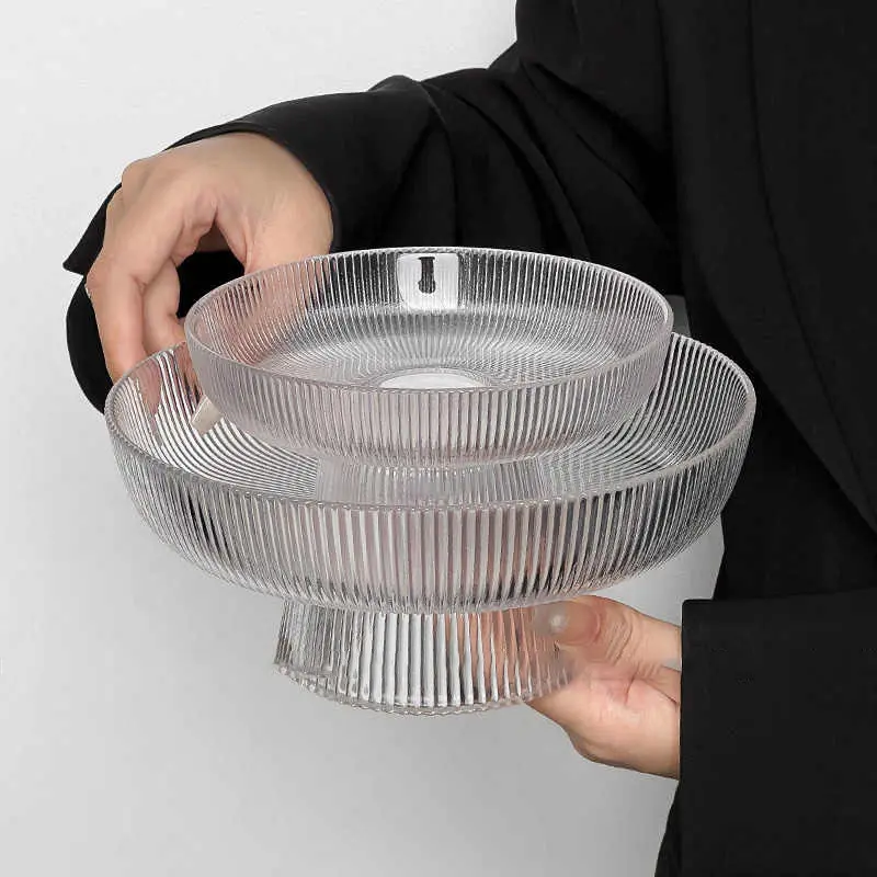 Vertical Glass Fruit Plate Home Living Room Snacks Plates Tall Candy Dessert Dishes Simple Dry Fruit Tray