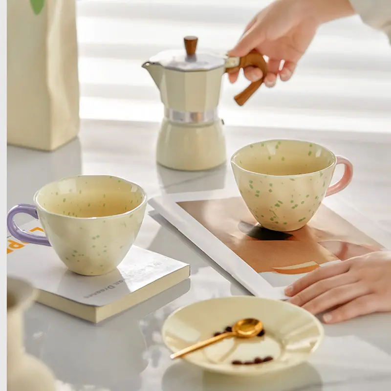 400ml Ink Splash Ceramic Coffee Mug Luxury Mug Household Breakfast Oatmeal Milk Cup Office Cup Girls Gift Drinkware