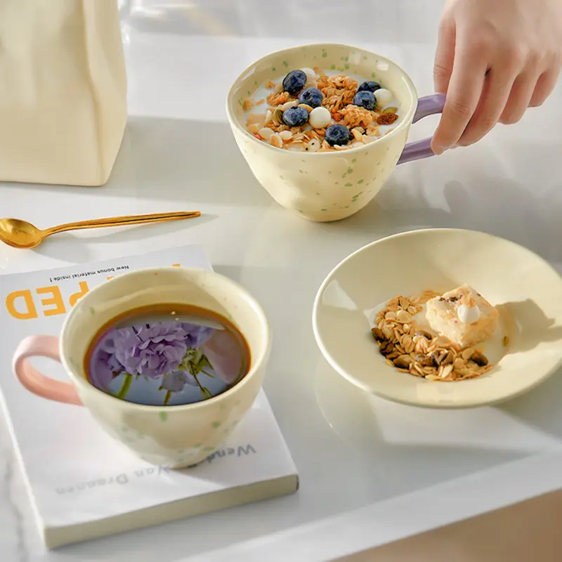 400ml Ink Splash Ceramic Coffee Mug Luxury Mug Household Breakfast Oatmeal Milk Cup Office Cup Girls Gift Drinkware