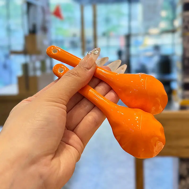 Beautifully Crafted Ceramic Spoon Cute And Delicate Pumpkin Spoon Daily Household Short Handle Small Spoon Kitchen Tableware