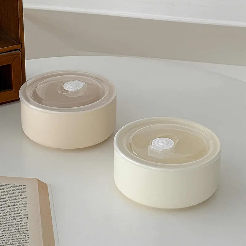 Ceramic Instant Noodle Bowl With Lid Household Large Capacity Fresh Bowls Simple Fruit Salad Bowl Tableware