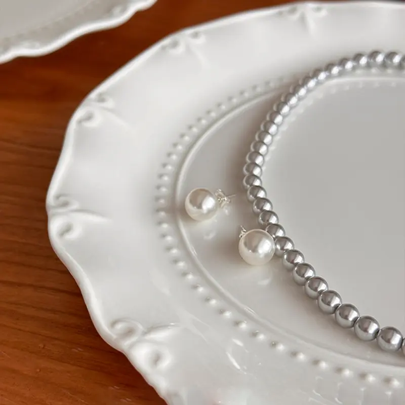 White Flower Shape Ceramic Breakfast Plate Household Exquisite French Dessert Plate Pastry Plate Tableware 20.4cm
