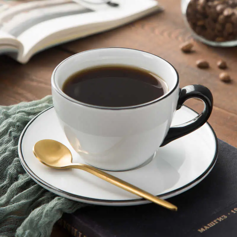 Nordic Style Latte Cup Ceramic Coffee Cup 260ml Breakfast Milk Mug Snack Plate Afternoon Tea Utensils Gift