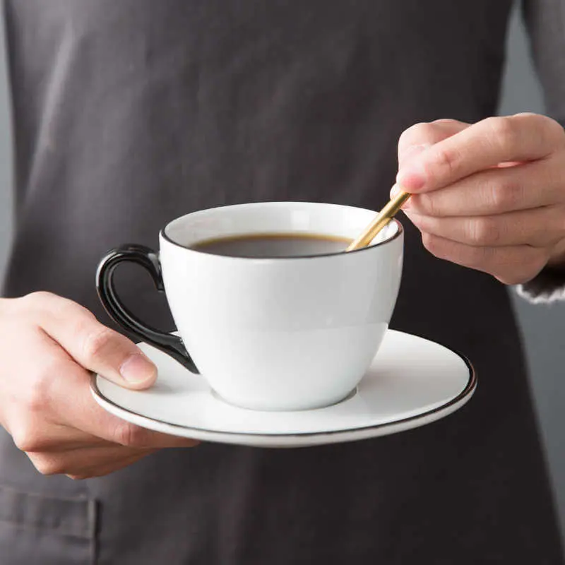 Nordic Style Latte Cup Ceramic Coffee Cup 260ml Breakfast Milk Mug Snack Plate Afternoon Tea Utensils Gift