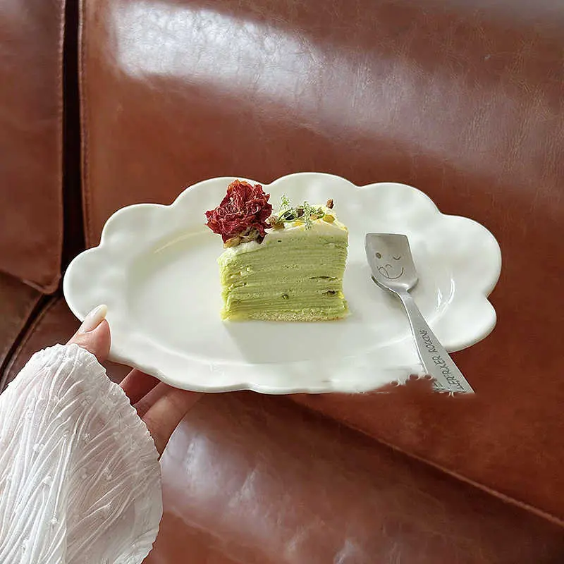 Solid Colour Afternoon Tea Dessert Cake Plate Western Restaurant Simple Spaghetti Plates Household Fruit Flat Dish Tableware