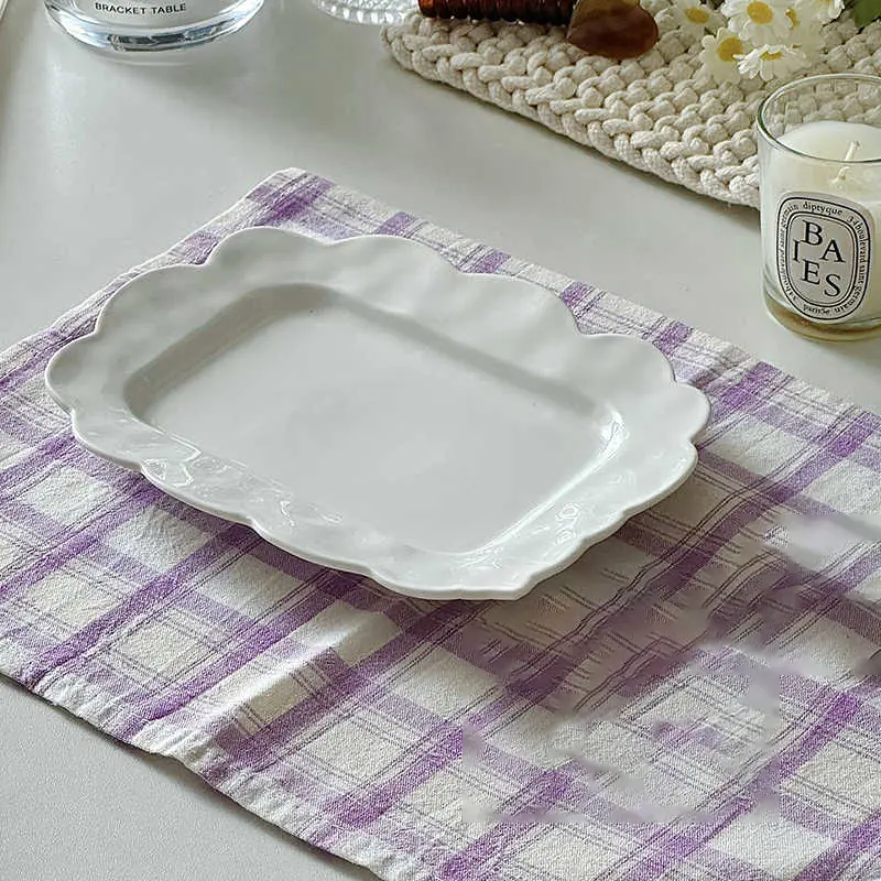 Solid Colour Afternoon Tea Dessert Cake Plate Western Restaurant Simple Spaghetti Plates Household Fruit Flat Dish Tableware