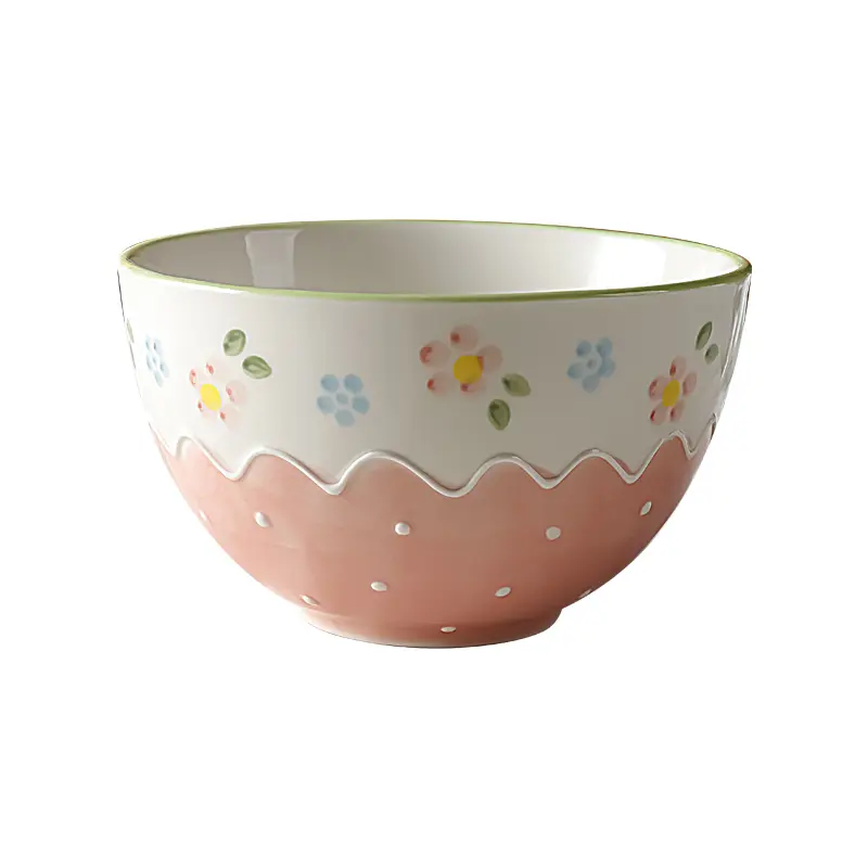 High-quality Ceramic Bowls Underglaze Color Relief Rice Bowl Household Large Capacity Ramen Soup Bowls Kitchen Tableware