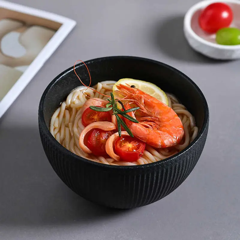 Solid Colour Light Luxury Ceramic Ramen Bowl Household Simple Soup Bowls Restaurant Noodle Bowl Fruit Salad Bowl