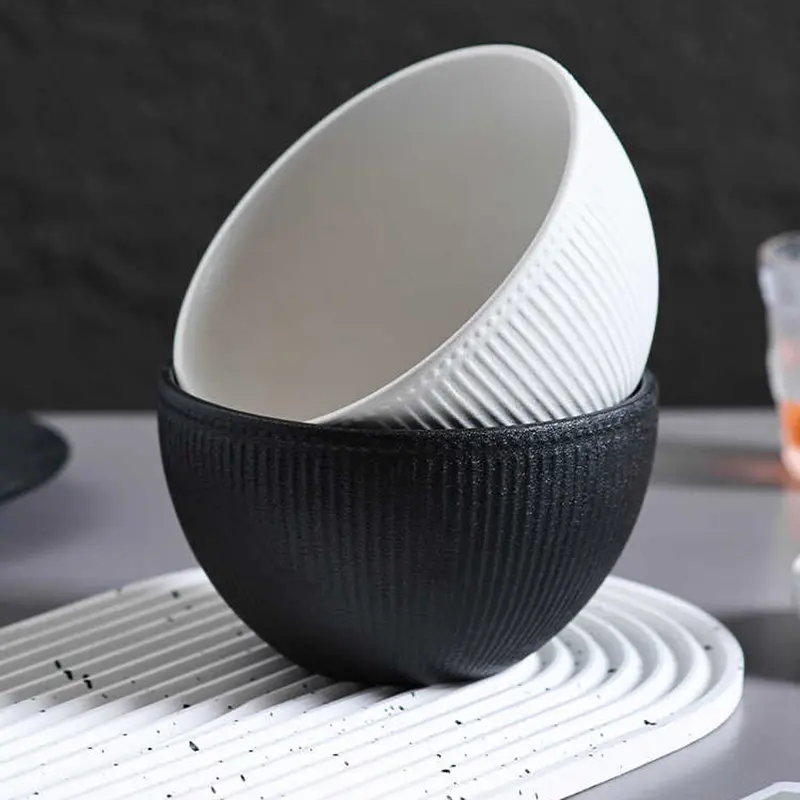 Solid Colour Light Luxury Ceramic Ramen Bowl Household Simple Soup Bowls Restaurant Noodle Bowl Fruit Salad Bowl