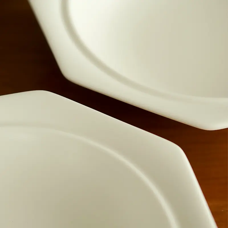 Octagonal Soup Deep Plates Matte White Creative Designed Ceramic Kitchen Tableware High Quality Durable Home Party Dish