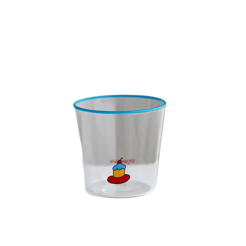 Colourful Rimmed Glass Cup Household High Temperature Resistant Milk Juice Coffee Cups Cute Cake Pattern Drink Cup Gift