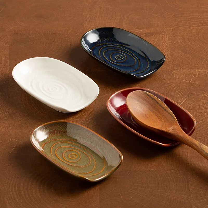 Delicate Leaky Spoon Place Plate Hotpot Soup Spoons Irregular Ceramic Tray Chopstick Kitchen Spatula Rice Spoon Placed Plates