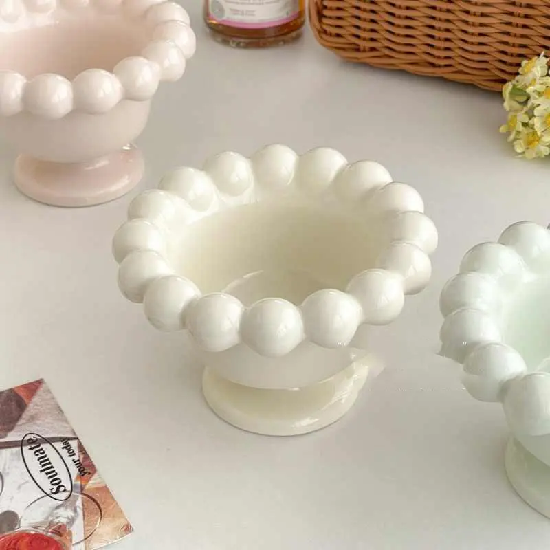 Solid Colour Tall Ice Cream Cup Ceramic Fruit Yoghurt Cups Household Cute Dessert Bowl Gift Ornaments