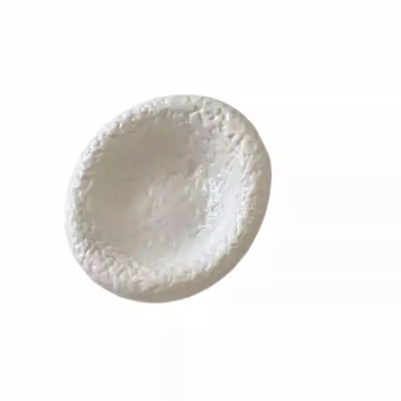 Irregular Stone Relief Ceramic Dessert Plate Exquisite Western Food Plates Solid Colour Cake Disc Tableware