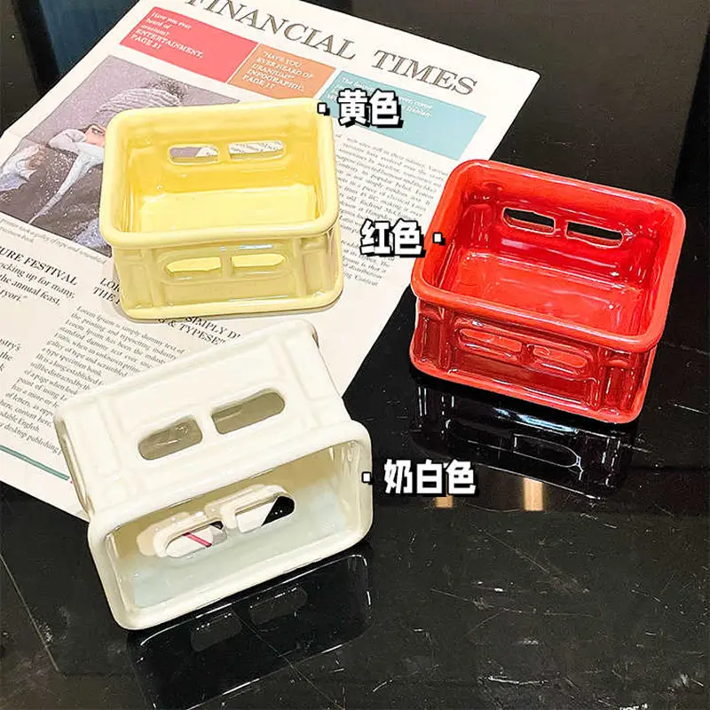 Creative Snacks French Fries Fried Chicken Ceramic Basket Cute Tableware Solid Colour Household Afternoon Tea Snack Baskets