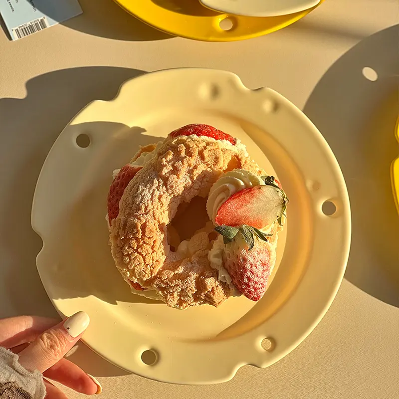 Creative Ceramic Breakfast Plate Cream Color Cheese-shaped Plates Cute High-quality Dessert Plate For Home Use