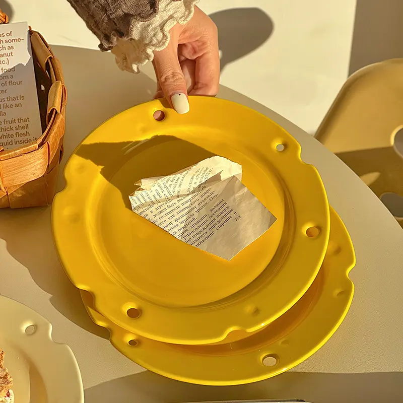 Creative Ceramic Breakfast Plate Cream Color Cheese-shaped Plates Cute High-quality Dessert Plate For Home Use